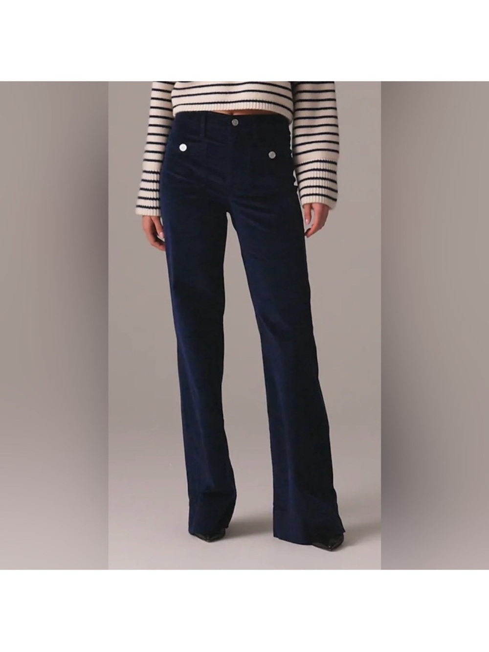 J Crew Wide Leg Velvet Sailor Trouser Pants Navy